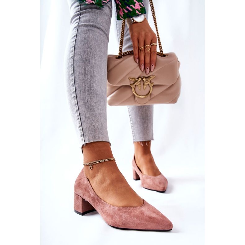 PG1 Zapatos De Tacón De Ante En Un Pilar Rosado Ross 2