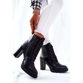 PG1 Botas de cuero en un poste alto Joyte negro 4