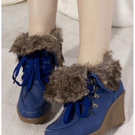Botas de cuña azul con pelo Callas 1