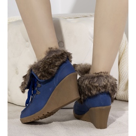 Botas de cuña azul con pelo Callas 2