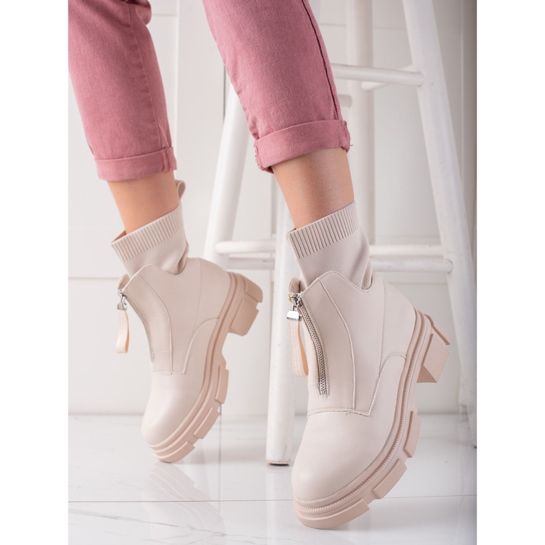 Bestelle Trabajadores sin cordones con cremallera beige 1