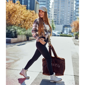 PE1 Mujer Trappers Timberki con calentamiento gris claro Tiempo 4