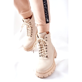 Ideal Shoes Botas Timberki Traperki Beżowe Mustgrow beige 2