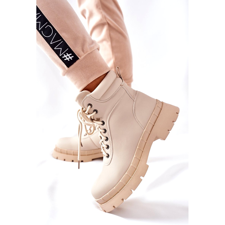 Ideal Shoes Botas Timberki Traperki Beżowe Mustgrow beige 3
