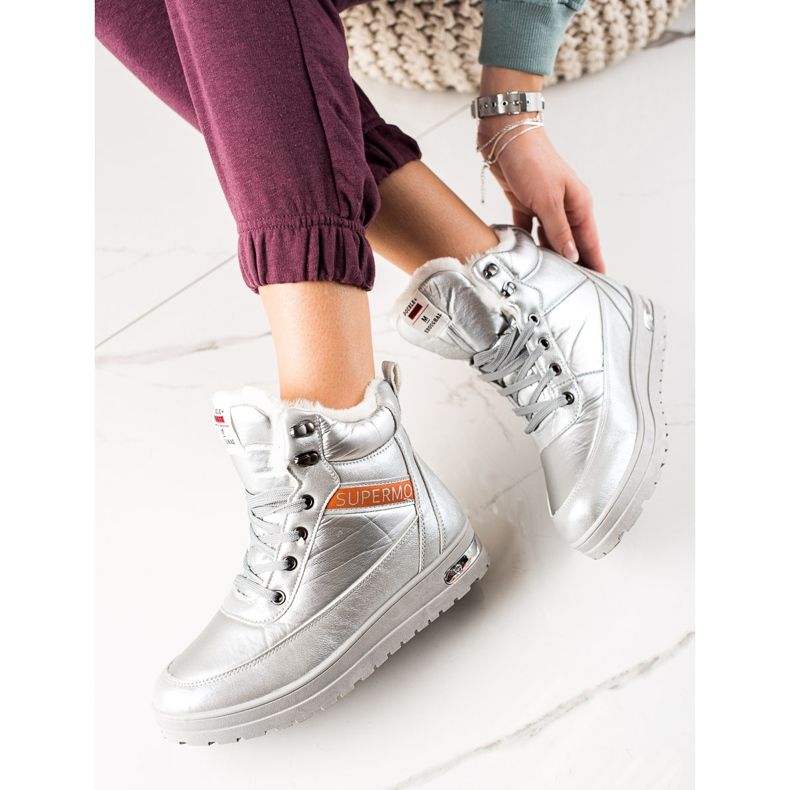 TRENDI Botas de nieve con Glitter Supermo plata 2