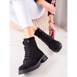 Goodin Botas de ante con cordones negro 1