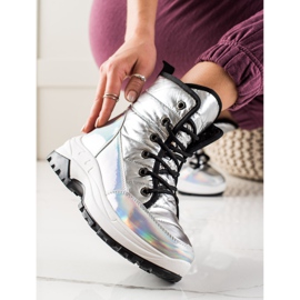 TRENDI Botas de nieve con efecto holo plata 1