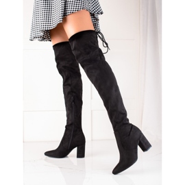 Kayla Botas altas hasta el muslo de ante negro 1