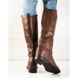 TRENDI Botas de cuña marrón 3