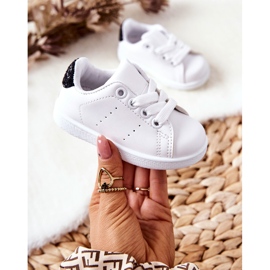 Zapatillas infantiles blancas y negras brillantes blanco 3