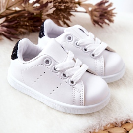 Zapatillas infantiles blancas y negras brillantes blanco 5