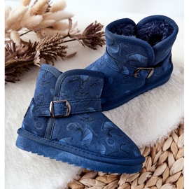 Botas de nieve para niños con piel Azul Marino Kawai 2 Botas de nieve para niños con piel Azul Marino Kawai 2