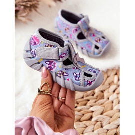 BEFADO S.A. Pantuflas Inblu Con Velcro 190P093 Gris-Azul 4