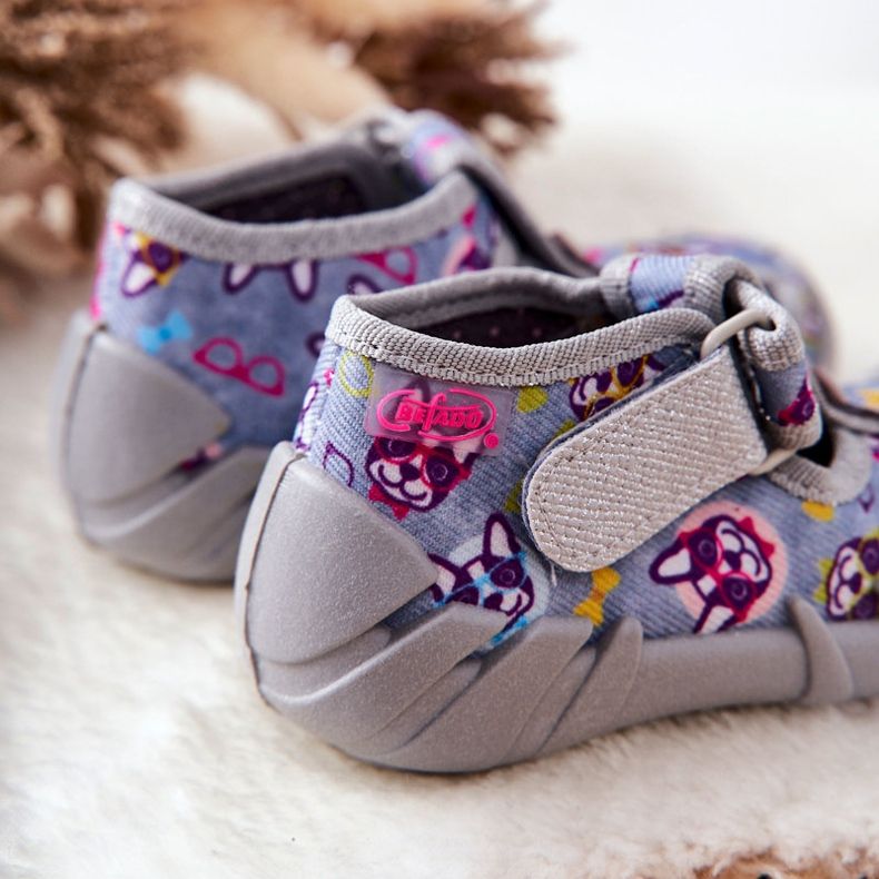 BEFADO S.A. Pantuflas Inblu Con Velcro 190P093 Gris-Azul 1