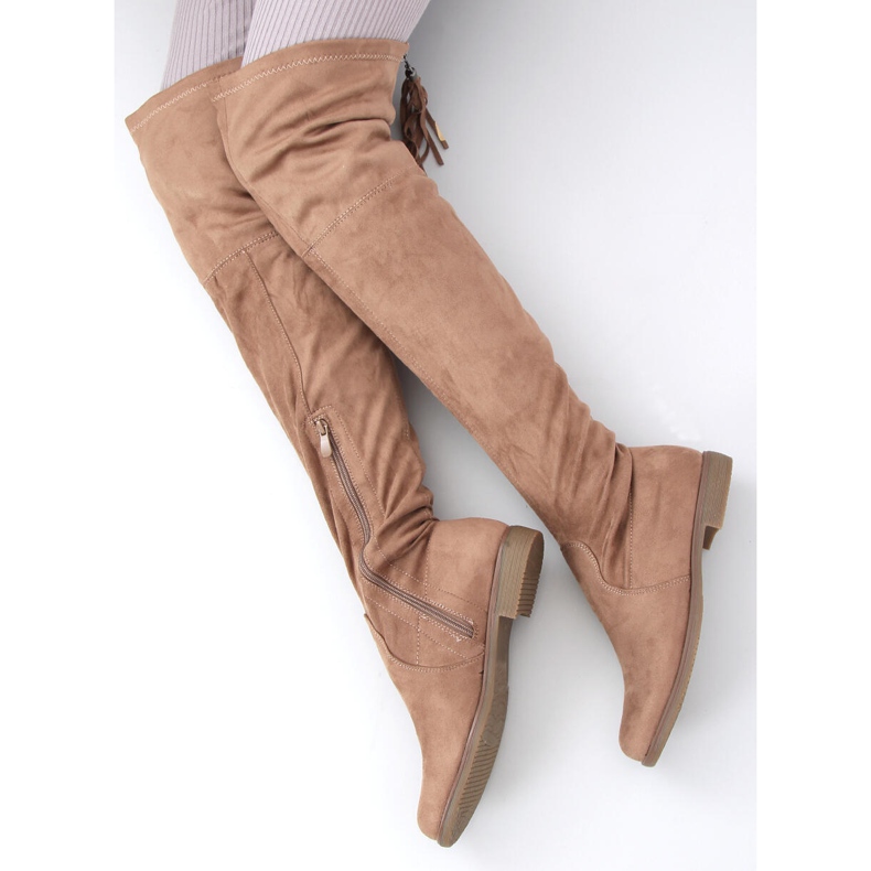 Botas por encima de la rodilla con flecos Toum Khaki caqui 2 Botas por encima de la rodilla con flecos Toum Khaki caqui 2