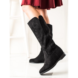Renda Botas de cuña de ante negras negro 1
