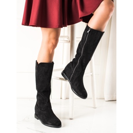 Renda Botas de cuña de ante negras negro 2 Renda Botas de cuña de ante negras negro 2