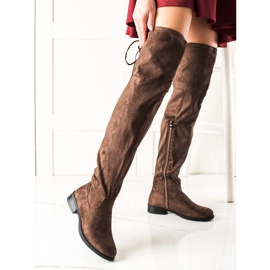 TRENDI Botas cómodas por encima de la rodilla marrón 2