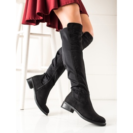 Lovery Botas de gamuza cómodas negro 2