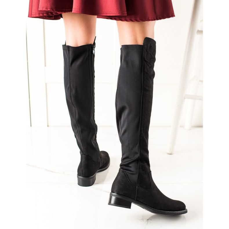 Lovery Botas de gamuza cómodas negro 1