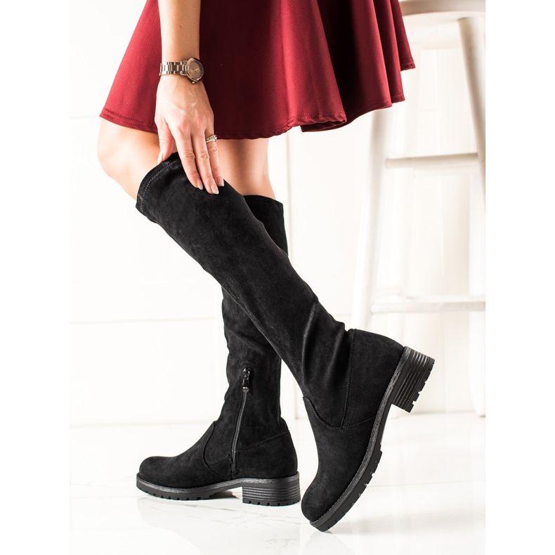 TRENDI Botas de gamuza casual negro 1