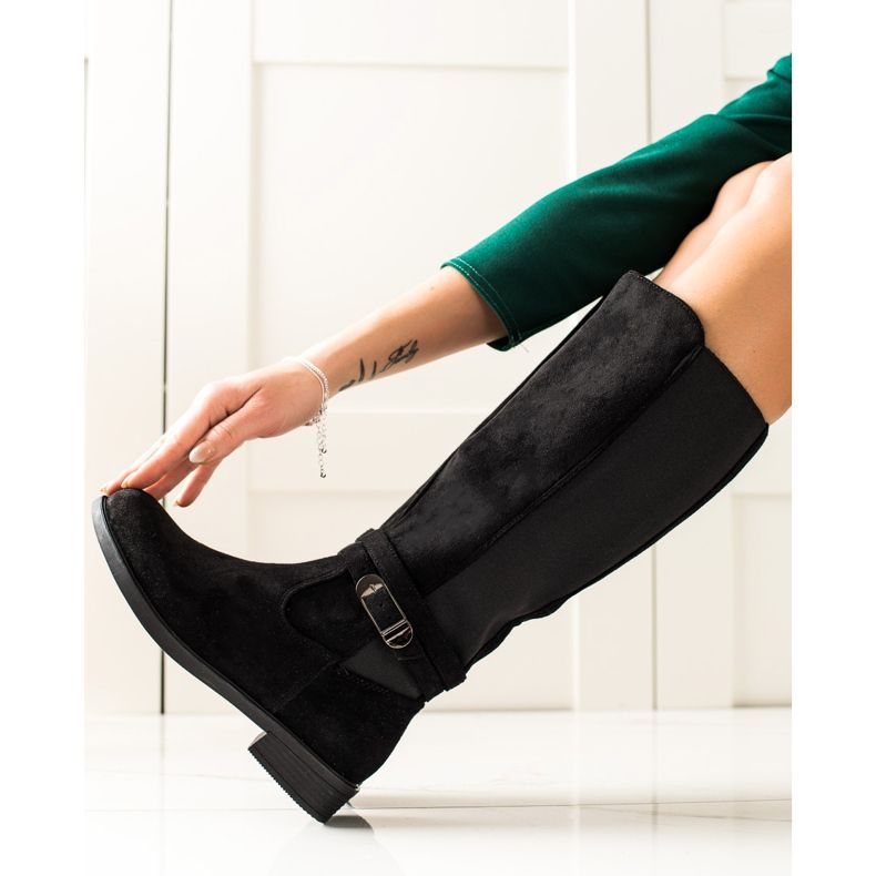 TRENDI Botas casuales con hebilla negro 2