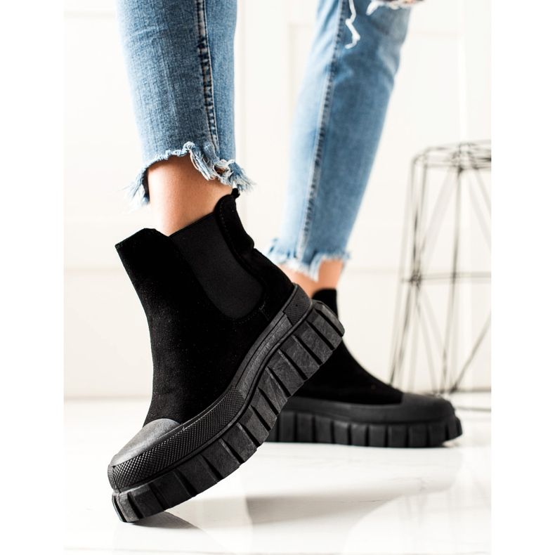 TRENDI Botines Chelsea con estilo en la plataforma negro 1