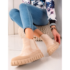 TRENDI Botines Chelsea con estilo en la plataforma beige 2