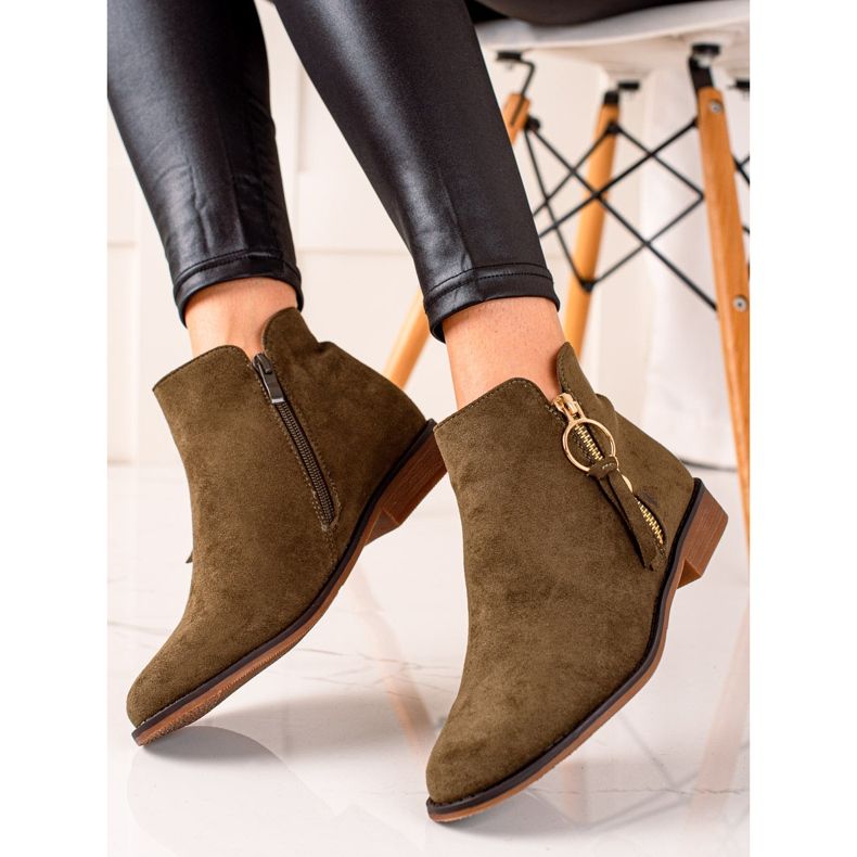 Super Me Botas con cremallera dorada verde 1 Super Me Botas con cremallera dorada verde 1