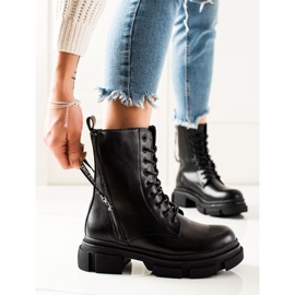 Bona Botas negras con cremallera decorativa negro 2