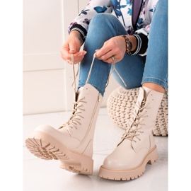 Bona Botas beige Trappers de cuero ecológico 2