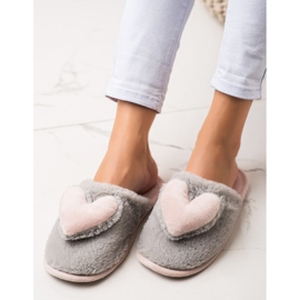TRENDI Zapatillas con un corazón rosado plata gris 2 TRENDI Zapatillas con un corazón rosado plata gris 2