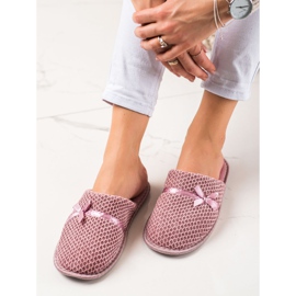 TRENDI Pantuflas rosas con lazo rosado 1 TRENDI Pantuflas rosas con lazo rosado 1
