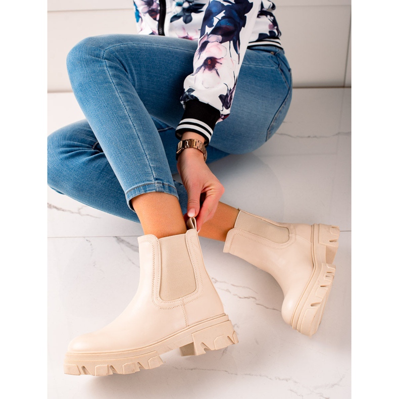 Seastar Botas Chelsea de moda en la plataforma beige 1