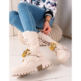 Seastar Botas de trapería de alta moda beige dorado 2