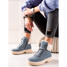 Goodin Tramperos con estilo hechos de cuero ecológico beige azul 3