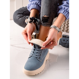 Goodin Tramperos con estilo hechos de cuero ecológico beige azul 4