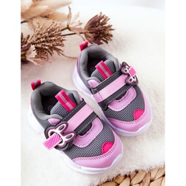 BEFADO S.A. Zapatilla Deportiva Infantil Con Velcro Befado 516P091 Gris-Rosa 1