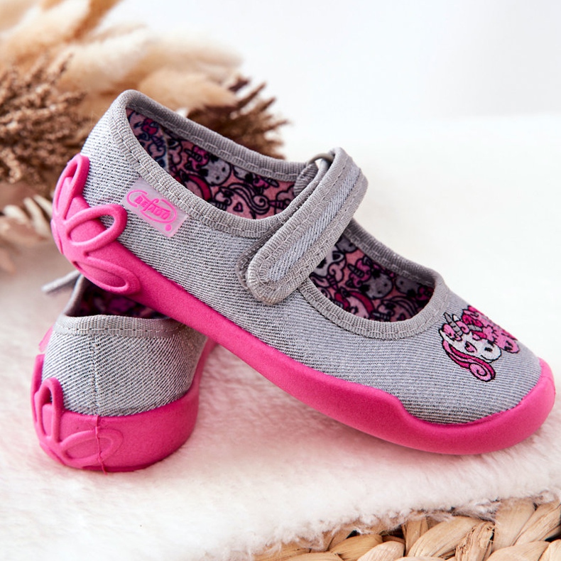 BEFADO S.A. Pantuflas Befado Unicornios 114X464 Gris-Rosa 1