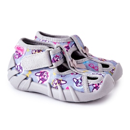 BEFADO S.A. Pantuflas Inblu Con Velcro 190P093 Gris-Azul 7