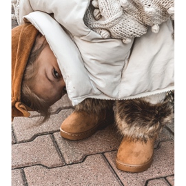 FRROCK Botas de nieve con piel de camello zorro pequeño beige amarillo 2
