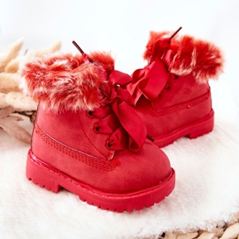 FR1 Botas Infantiles Trappers Aisladas con Piel Roja Tesoro rojo 5