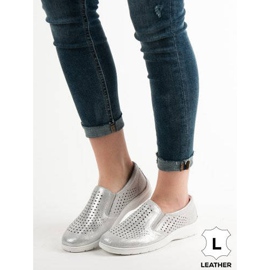 Kylie Zapatos de cuero plateados gris 2