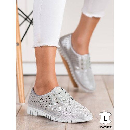 Kylie Brogues de cuero en la plataforma gris 1