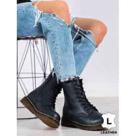 Botas de combate de cuero con cremallera MCKEY azul marino 4