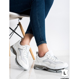 Goodin Zapatillas de cuero blanco 3