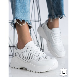 Goodin Zapatillas de cuero de moda blanco 3