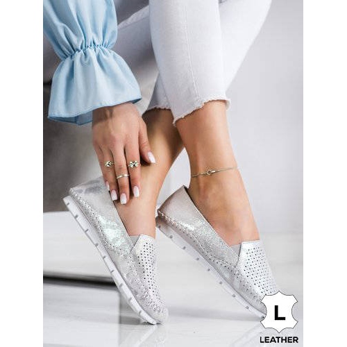 Goodin Mocasines de Piel Plateados gris 1