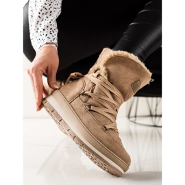 TRENDI Botas para la nieve de ante marrónes beige 2