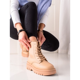 TRENDI Botas de montaña marrones clásicas en la plataforma. beige 4